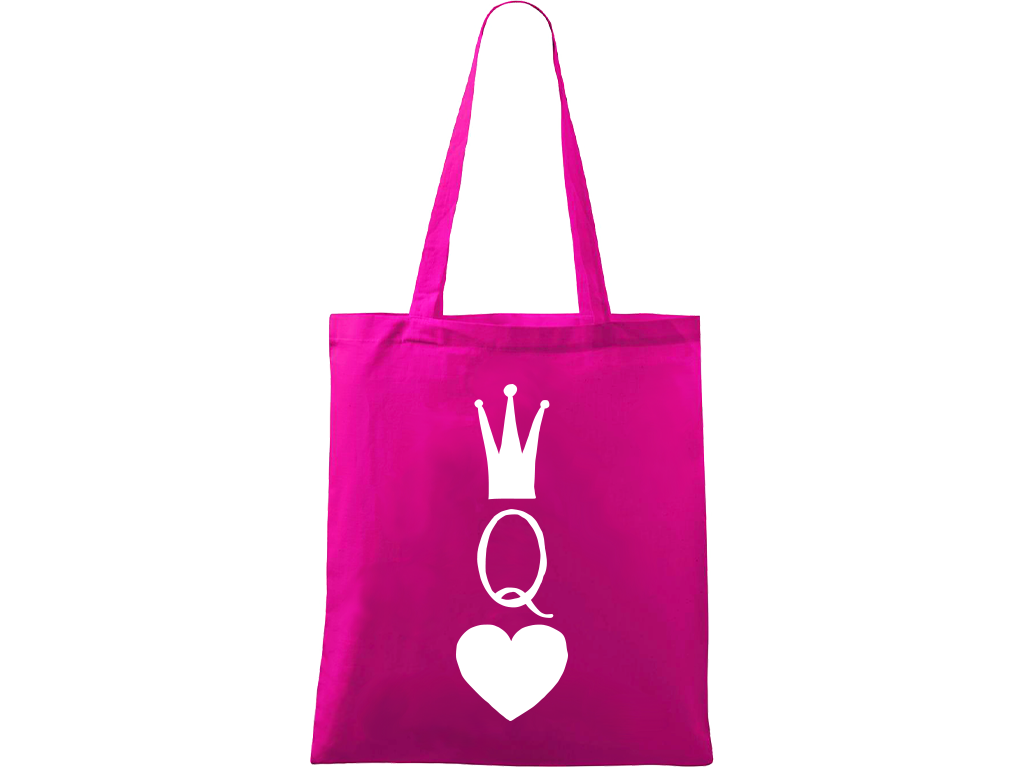 Ručně malovaná plátěná taška Handy - Queen Barva tašky: VÍNOVÁ, Barva motivu: BÍLÁ