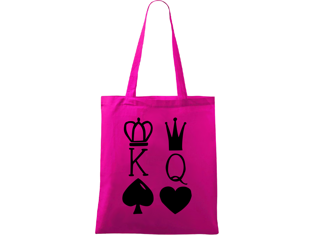 Ručně malovaná plátěná taška Handy - King & Queen Barva tašky: VÍNOVÁ, Barva motivu: ČERNÁ