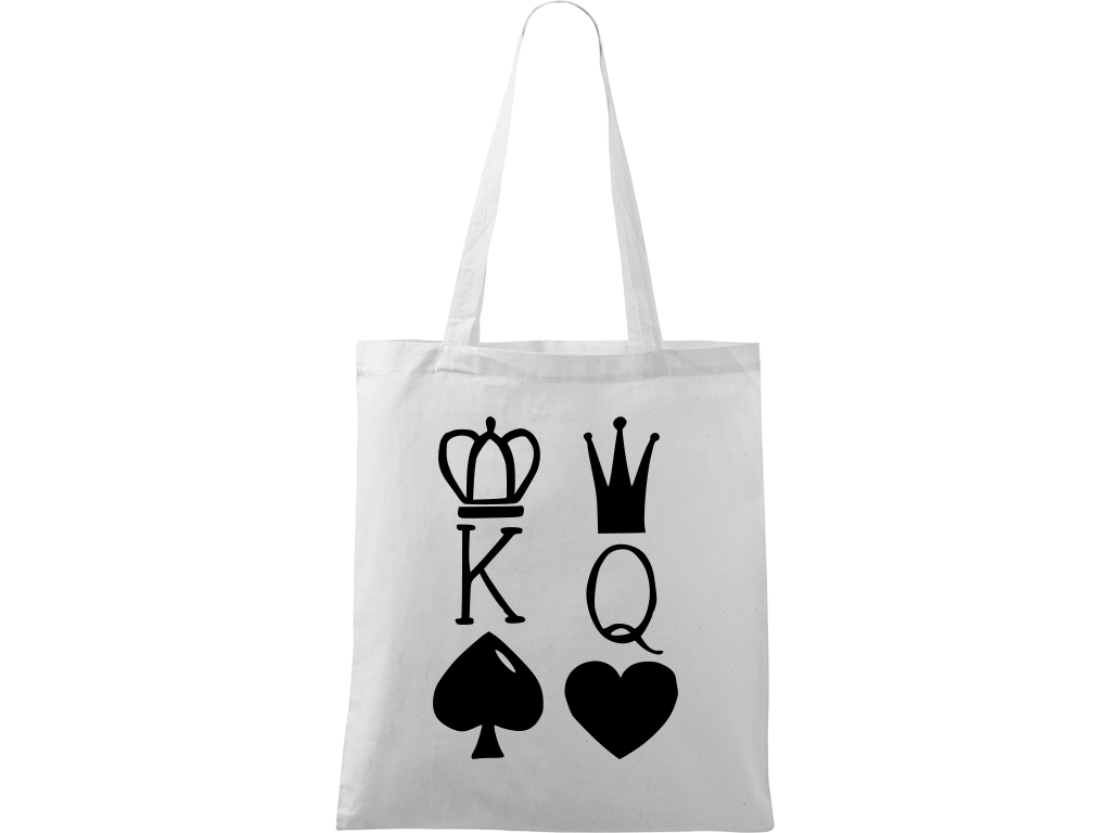 Ručně malovaná plátěná taška Handy - King & Queen Barva tašky: BÍLÁ, Barva motivu: ČERNÁ