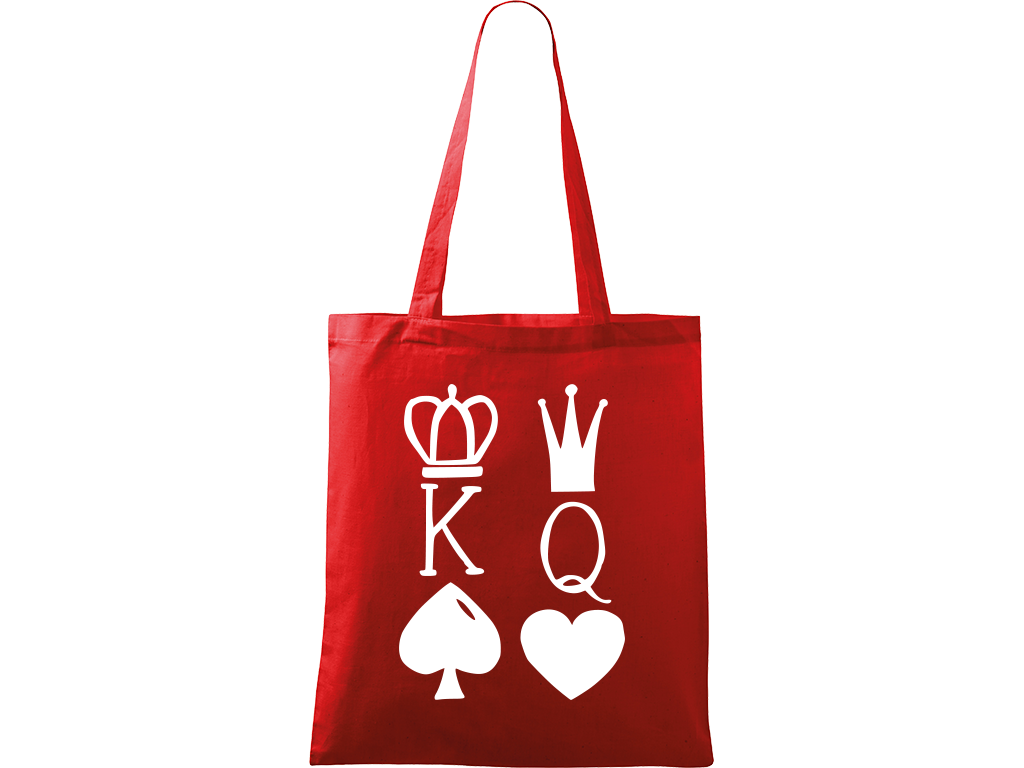 Ručně malovaná plátěná taška Handy - King & Queen Barva tašky: ČERVENÁ, Barva motivu: BÍLÁ