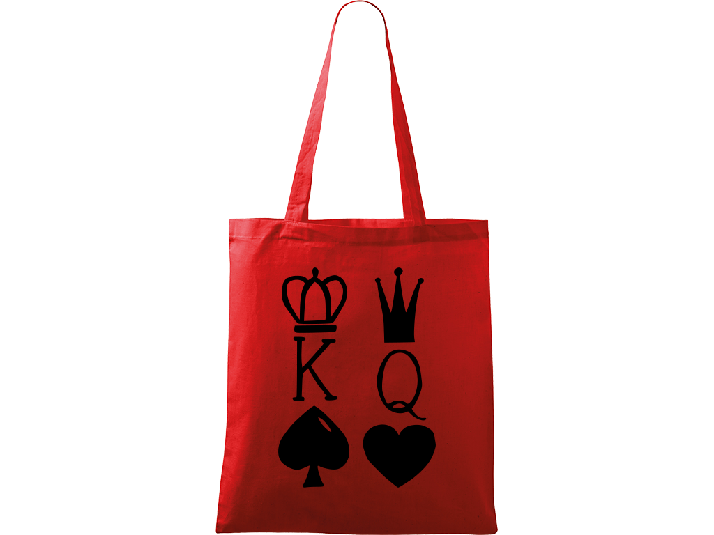 Ručně malovaná plátěná taška Handy - King & Queen Barva tašky: ČERVENÁ, Barva motivu: ČERNÁ