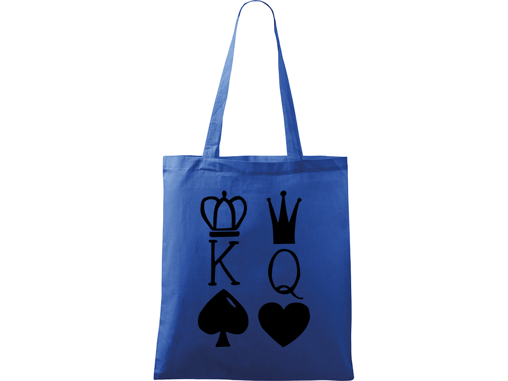 Ručně malovaná plátěná taška Handy - King & Queen Barva tašky: MODRÁ, Barva motivu: ČERNÁ