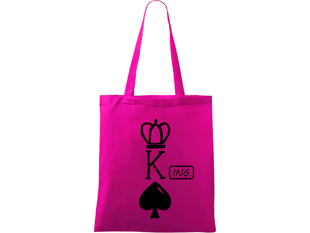 Ručně malovaná plátěná taška Handy - King - Ing. Barva tašky: VÍNOVÁ, Barva motivu: ČERNÁ