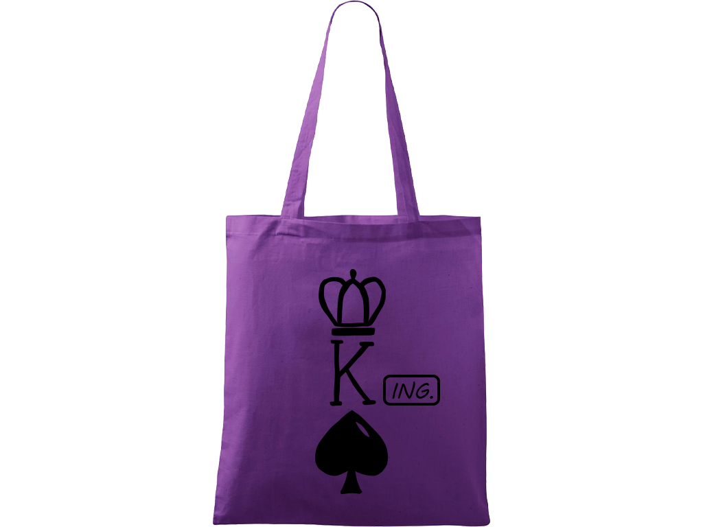 Ručně malovaná plátěná taška Handy - King - Ing. Barva tašky: FIALOVÁ, Barva motivu: ČERNÁ