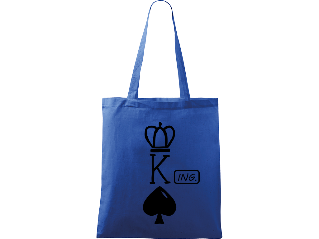 Ručně malovaná plátěná taška Handy - King - Ing. Barva tašky: MODRÁ, Barva motivu: ČERNÁ