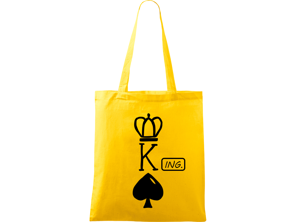 Ručně malovaná plátěná taška Handy - King - Ing. Barva tašky: ŽLUTÁ, Barva motivu: ČERNÁ