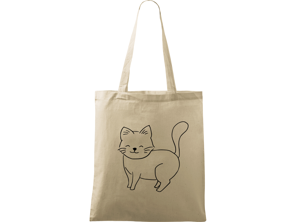 Ručně malovaná plátěná taška Handy - Kočka Barva tašky: PŘÍRODNÍ, Barva motivu: ČERNÁ