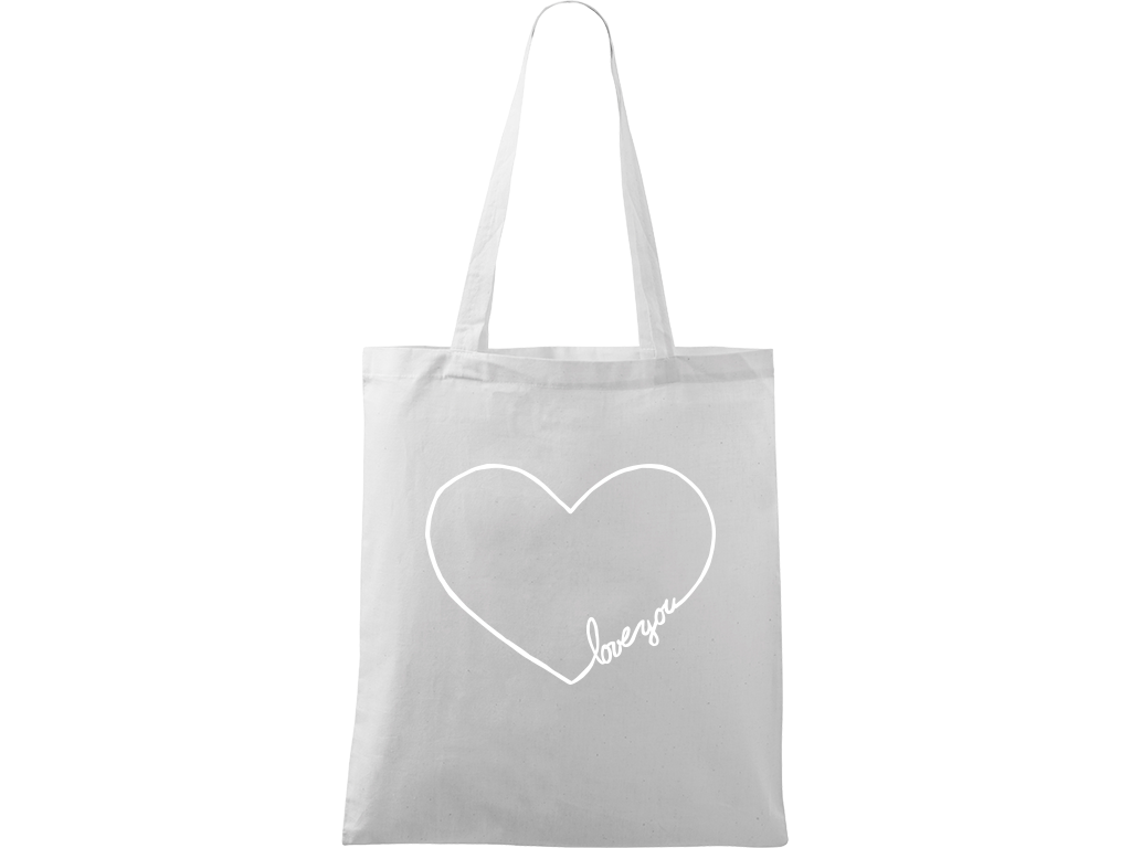 Ručně malovaná plátěná taška Handy - "Love You" srdce Barva tašky: BÍLÁ, Barva motivu: BÍLÁ