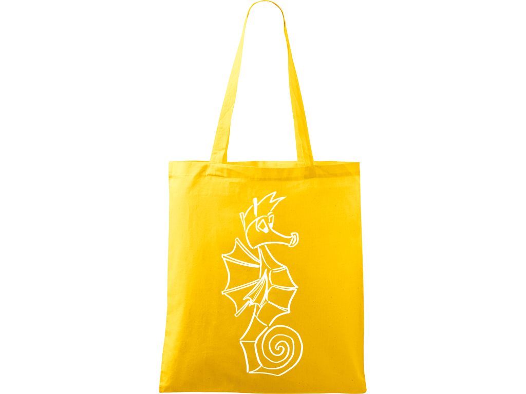 Ručně malovaná plátěná taška Handy - Mořský koník Barva tašky: ŽLUTÁ, Barva motivu: BÍLÁ