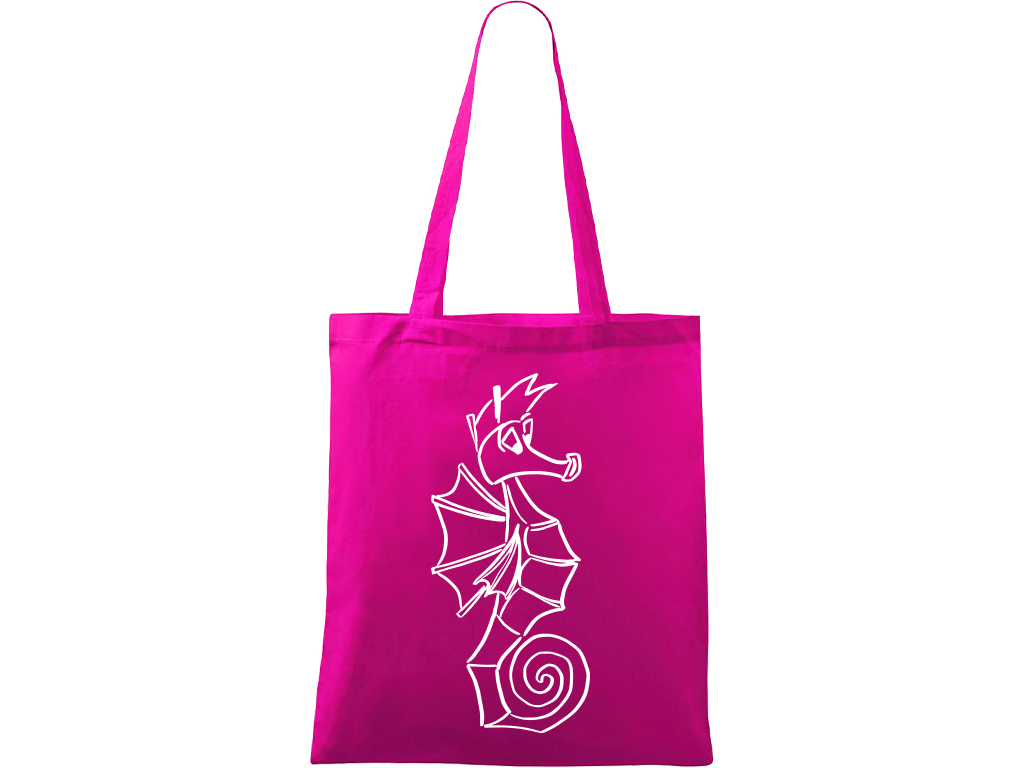 Ručně malovaná plátěná taška Handy - Mořský koník Barva tašky: VÍNOVÁ, Barva motivu: BÍLÁ
