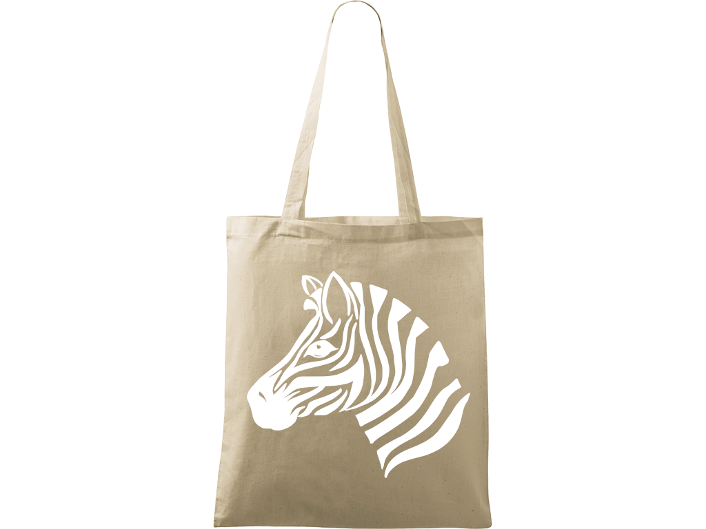 Ručně malovaná plátěná taška Handy - Zebra Barva tašky: PŘÍRODNÍ, Barva motivu: BÍLÁ