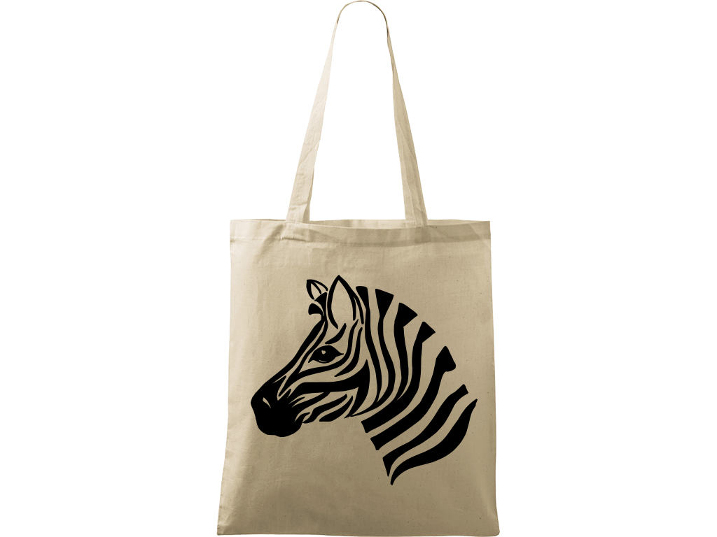 Ručně malovaná plátěná taška Handy - Zebra Barva tašky: PŘÍRODNÍ, Barva motivu: ČERNÁ