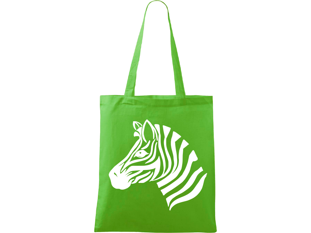 Ručně malovaná plátěná taška Handy - Zebra Barva tašky: ZELENÁ, Barva motivu: BÍLÁ
