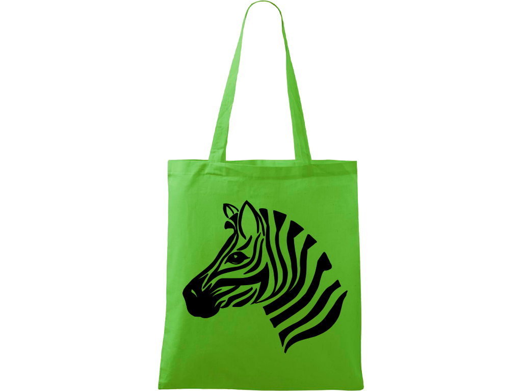 Ručně malovaná plátěná taška Handy - Zebra Barva tašky: ZELENÁ, Barva motivu: ČERNÁ