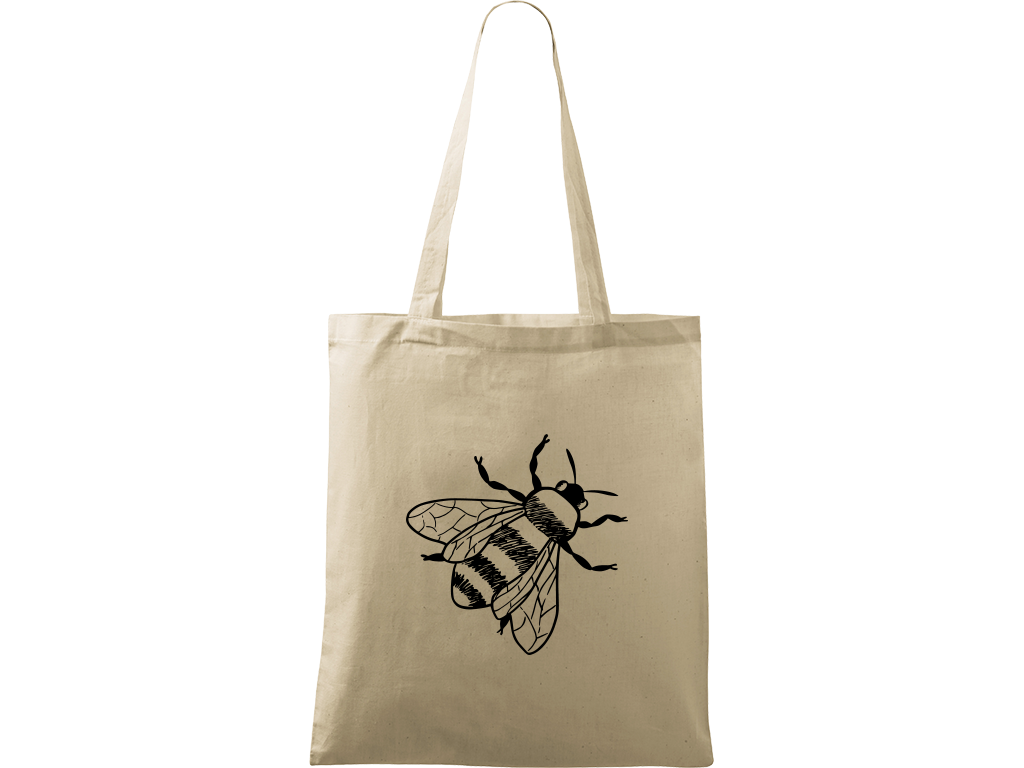 Ručně malovaná plátěná taška Handy - Včela Barva tašky: PŘÍRODNÍ, Barva motivu: ČERNÁ