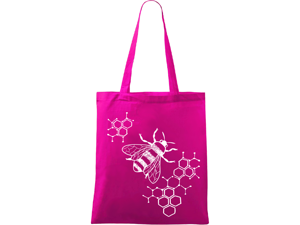 Ručně malovaná plátěná taška Handy - Včela s plástvemi Barva tašky: VÍNOVÁ, Barva motivu: BÍLÁ