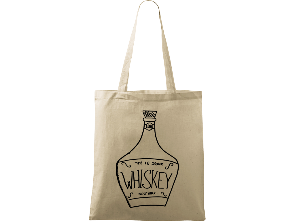 Ručně malovaná plátěná taška Handy - Whiskey Barva tašky: PŘÍRODNÍ, Barva motivu: ČERNÁ