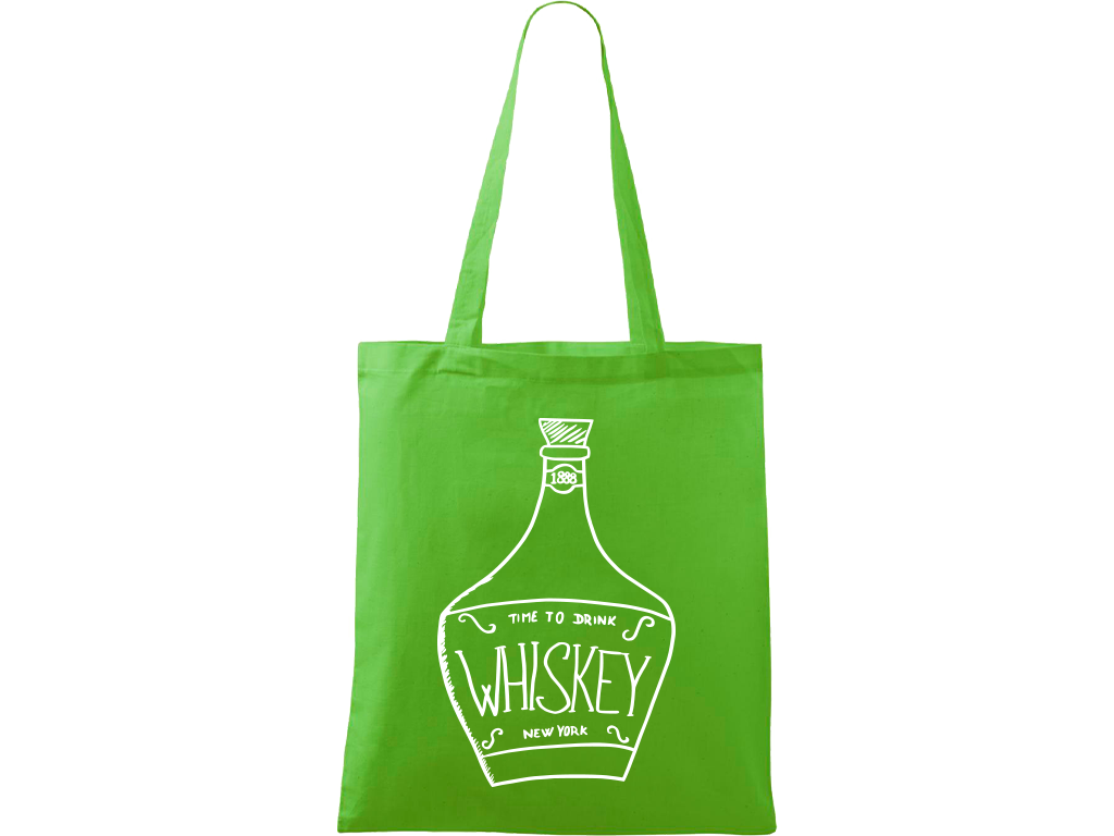 Ručně malovaná plátěná taška Handy - Whiskey Barva tašky: ZELENÁ, Barva motivu: BÍLÁ