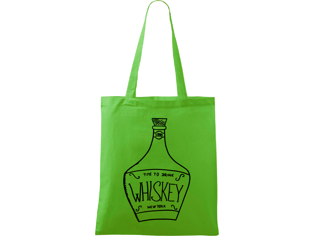 Ručně malovaná plátěná taška Handy - Whiskey Barva tašky: ZELENÁ, Barva motivu: ČERNÁ