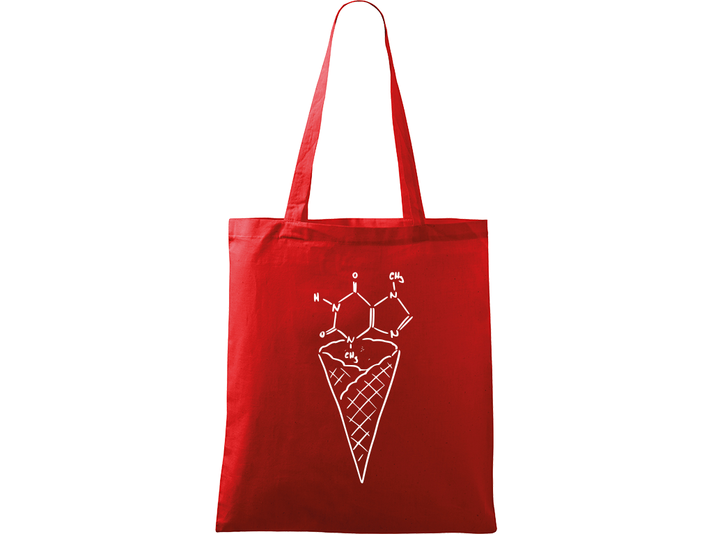 Ručně malovaná plátěná taška Handy - Zmrzlina - Čokoláda Barva tašky: ČERVENÁ, Barva motivu: BÍLÁ