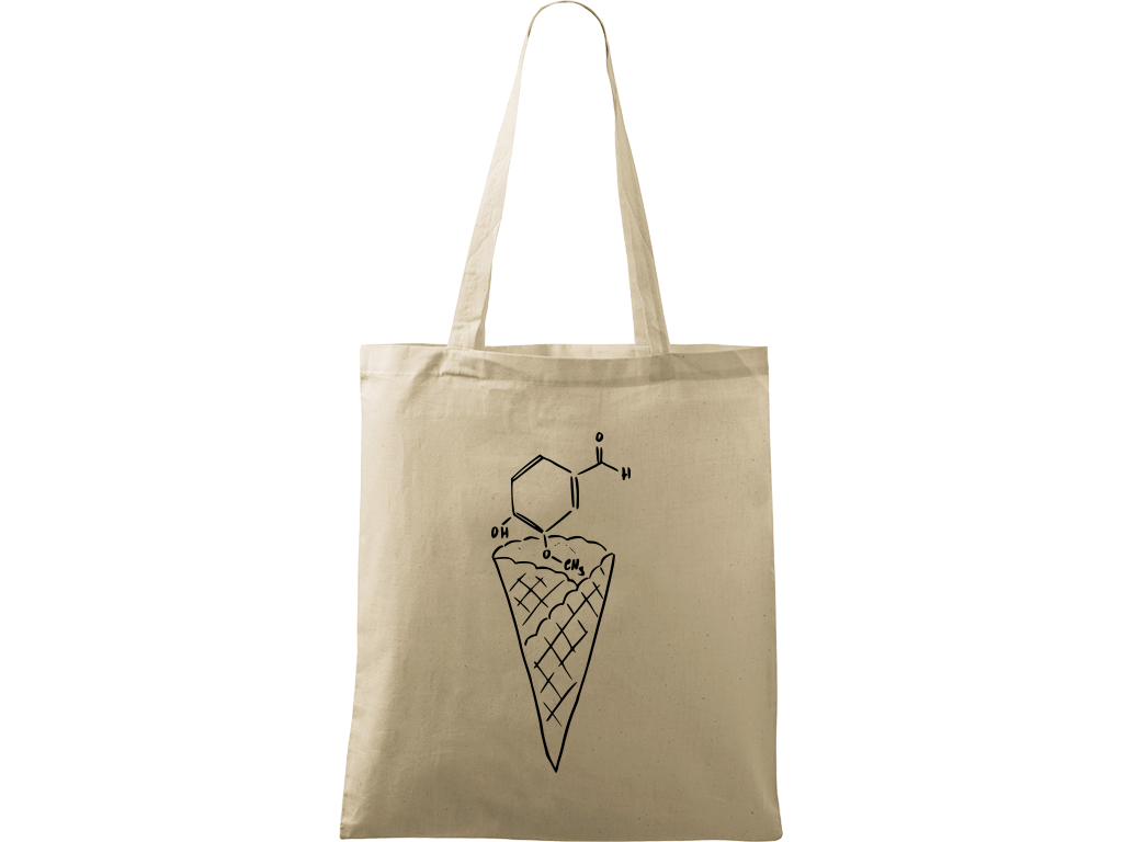 Ručně malovaná plátěná taška Handy - Zmrzlina - Vanilka Barva tašky: PŘÍRODNÍ, Barva motivu: ČERNÁ