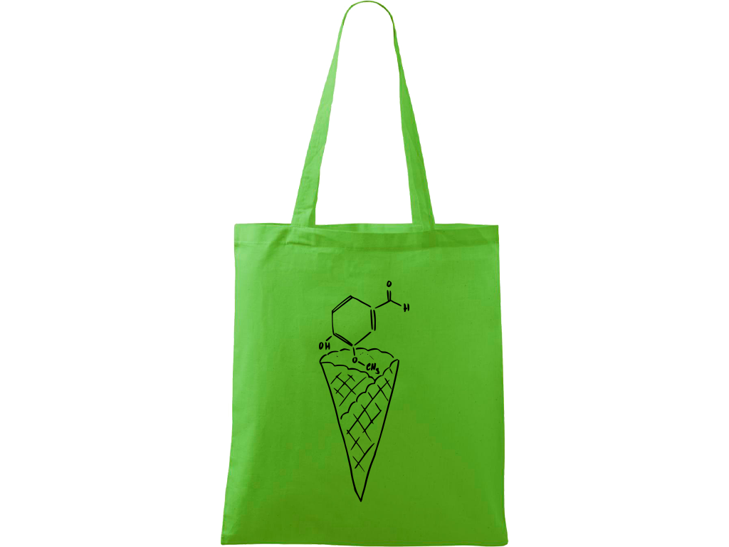 Ručně malovaná plátěná taška Handy - Zmrzlina - Vanilka Barva tašky: ZELENÁ, Barva motivu: ČERNÁ