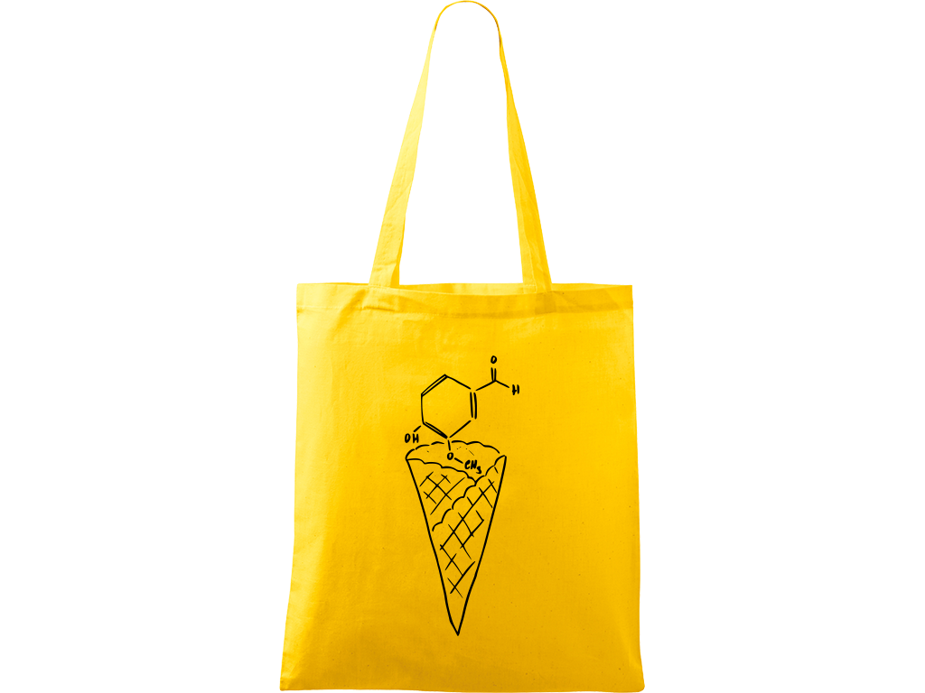 Ručně malovaná plátěná taška Handy - Zmrzlina - Vanilka Barva tašky: ŽLUTÁ, Barva motivu: ČERNÁ