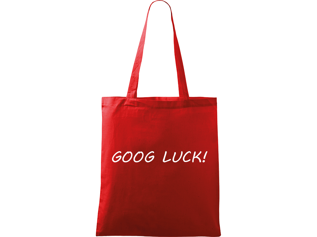 Ručně malovaná plátěná taška Handy - Good Luck! Barva tašky: ČERVENÁ, Barva motivu: BÍLÁ