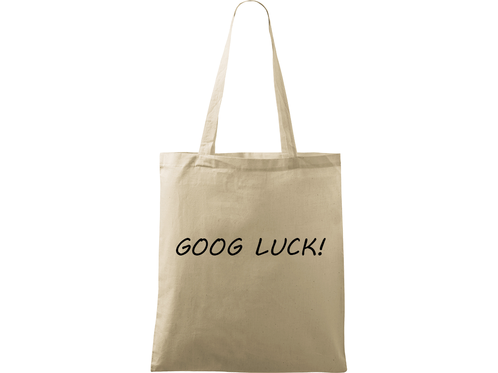 Ručně malovaná plátěná taška Handy - Good Luck! Barva tašky: PŘÍRODNÍ, Barva motivu: ČERNÁ
