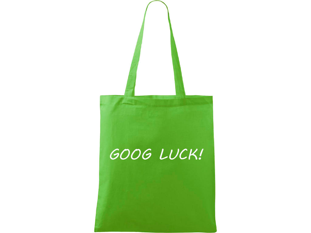 Ručně malovaná plátěná taška Handy - Good Luck! Barva tašky: ZELENÁ, Barva motivu: BÍLÁ