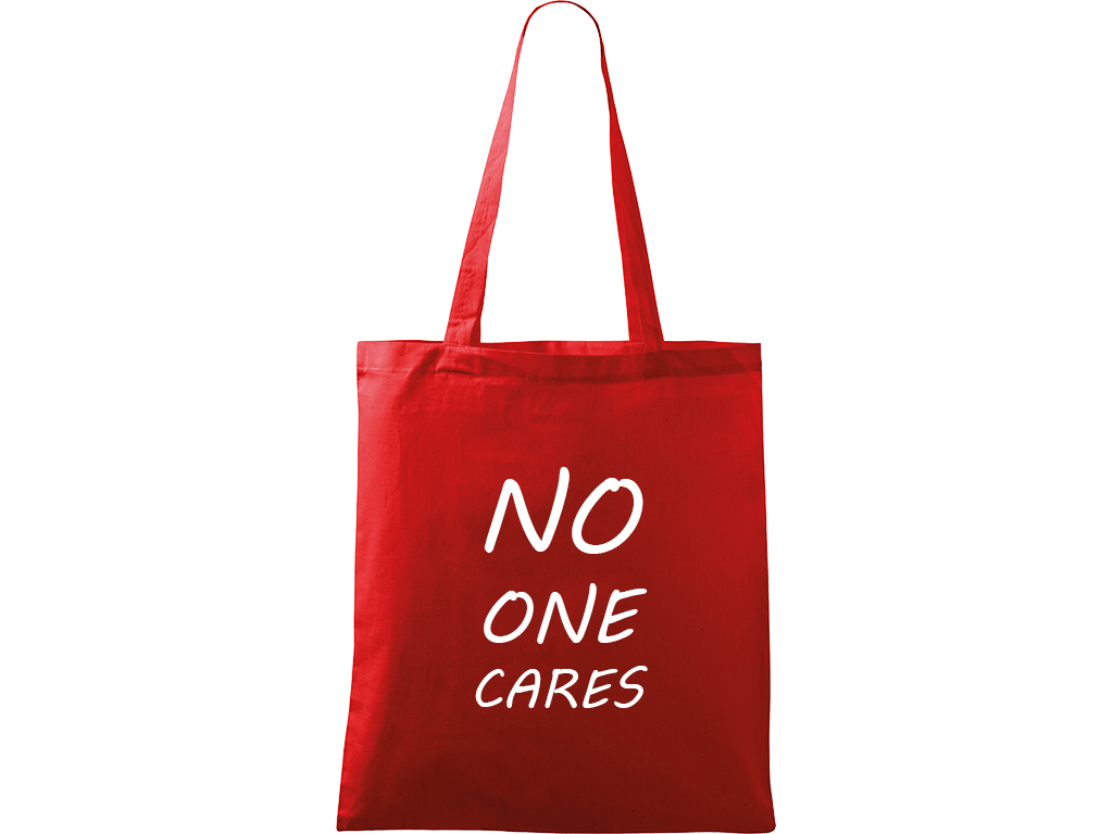 Ručně malovaná plátěná taška Handy - No One Cares Barva tašky: ČERVENÁ, Barva motivu: BÍLÁ