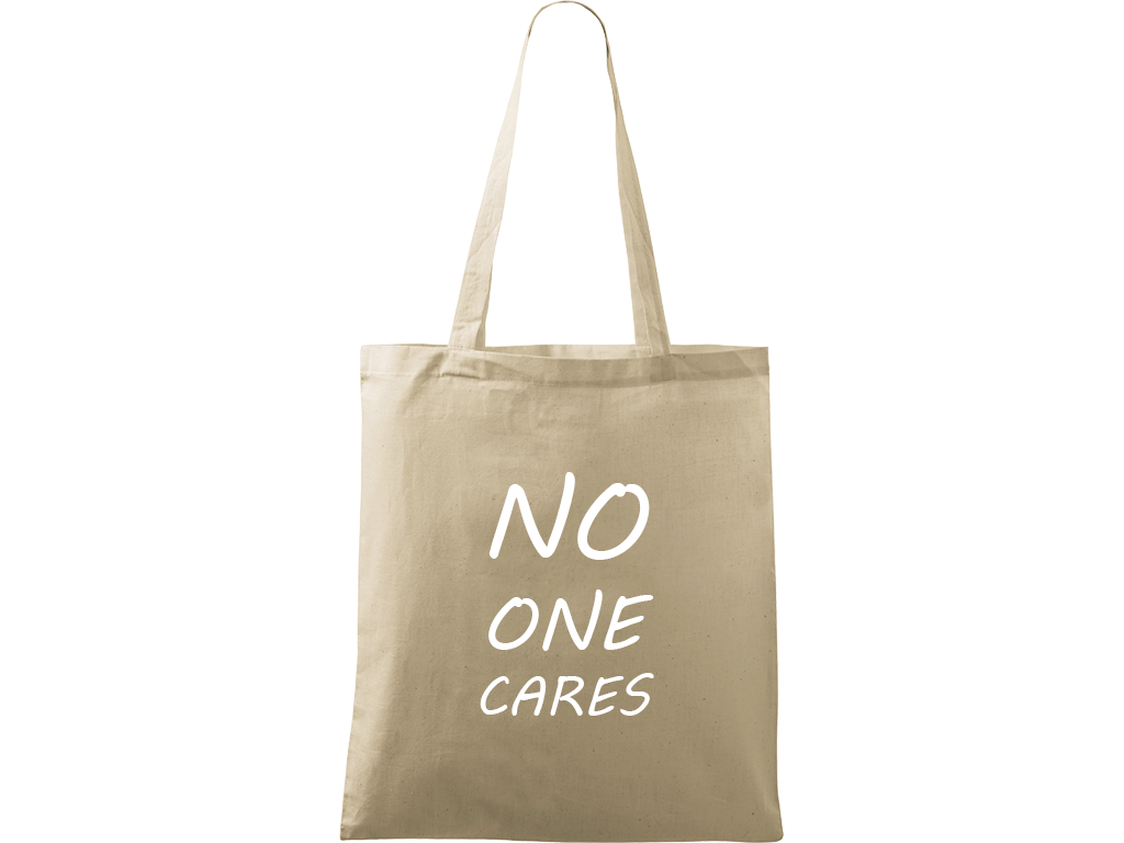 Ručně malovaná plátěná taška Handy - No One Cares Barva tašky: PŘÍRODNÍ, Barva motivu: BÍLÁ