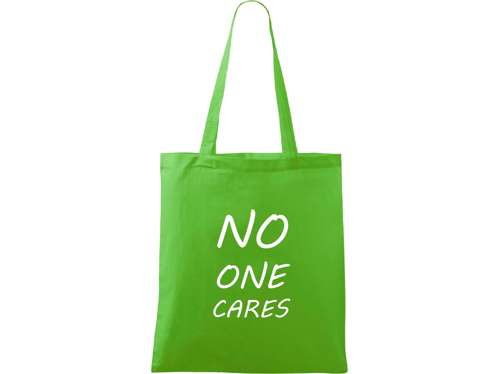 Ručně malovaná plátěná taška Handy - No One Cares Barva tašky: ZELENÁ, Barva motivu: BÍLÁ