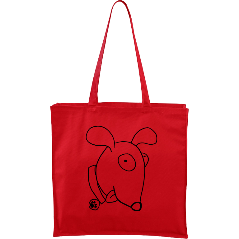 Ručně malovaná plátěná taška Carry - Crazy Pes Barva tašky: ČERVENÁ, Barva motivu: ČERNÁ
