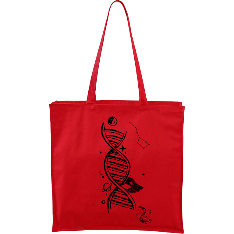 Ručně malovaná plátěná taška Carry - DNA Barva tašky: ČERVENÁ, Barva motivu: ČERNÁ