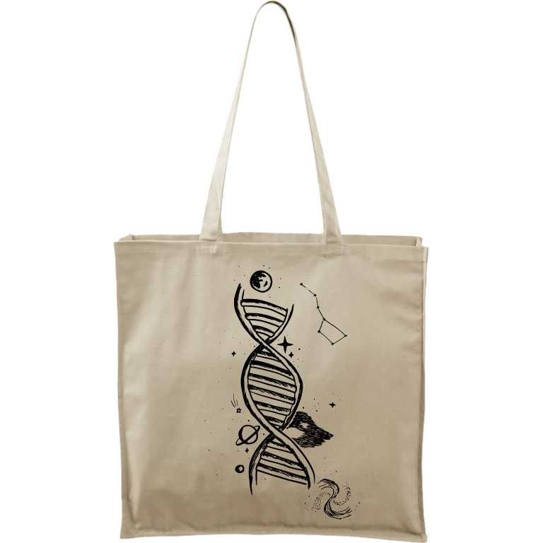 Ručně malovaná plátěná taška Carry - DNA Barva tašky: PŘÍRODNÍ, Barva motivu: ČERNÁ