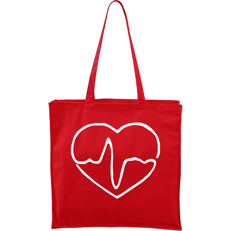Ručně malovaná plátěná taška Carry - Doktorské srdce Barva tašky: ČERVENÁ, Barva motivu: BÍLÁ