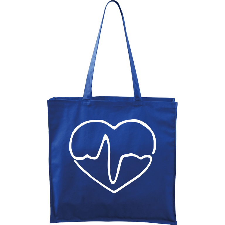 Ručně malovaná plátěná taška Carry - Doktorské srdce Barva tašky: MODRÁ, Barva motivu: BÍLÁ