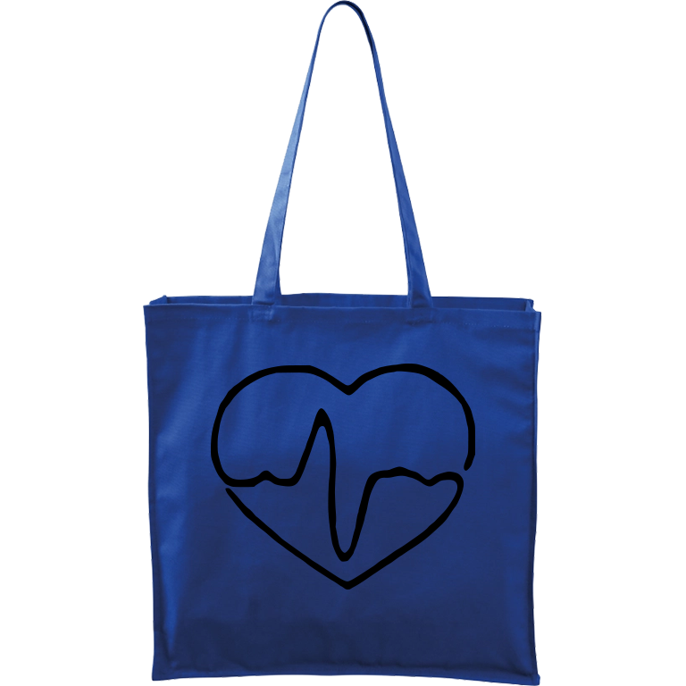 Ručně malovaná plátěná taška Carry - Doktorské srdce Barva tašky: MODRÁ, Barva motivu: ČERNÁ