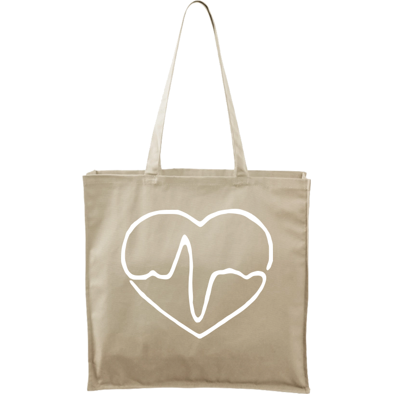 Ručně malovaná plátěná taška Carry - Doktorské srdce Barva tašky: PŘÍRODNÍ, Barva motivu: BÍLÁ