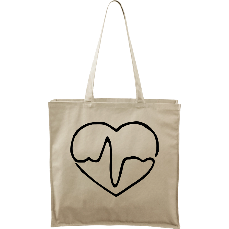 Ručně malovaná plátěná taška Carry - Doktorské srdce Barva tašky: PŘÍRODNÍ, Barva motivu: ČERNÁ