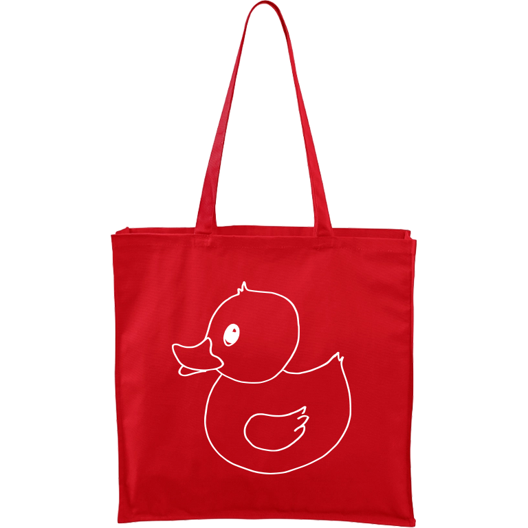 Ručně malovaná plátěná taška Carry - Kachnička Barva tašky: ČERVENÁ, Barva motivu: BÍLÁ