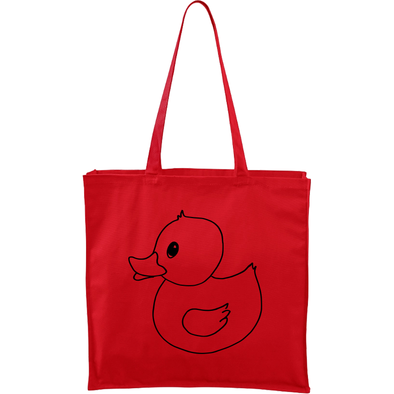 Ručně malovaná plátěná taška Carry - Kachnička Barva tašky: ČERVENÁ, Barva motivu: ČERNÁ