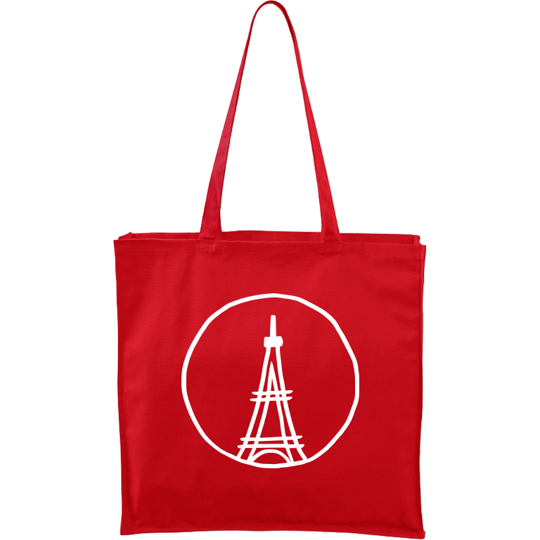 Ručně malovaná plátěná taška Carry - Eiffelovka Barva tašky: ČERVENÁ, Barva motivu: BÍLÁ