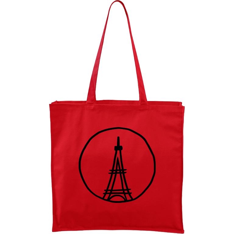 Ručně malovaná plátěná taška Carry - Eiffelovka Barva tašky: ČERVENÁ, Barva motivu: ČERNÁ
