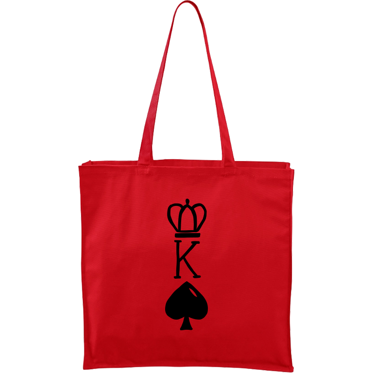 Ručně malovaná plátěná taška Carry - King Barva tašky: ČERVENÁ, Barva motivu: ČERNÁ