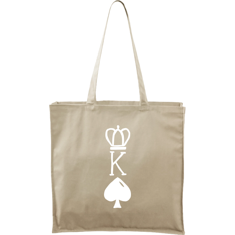 Ručně malovaná plátěná taška Carry - King Barva tašky: PŘÍRODNÍ, Barva motivu: BÍLÁ