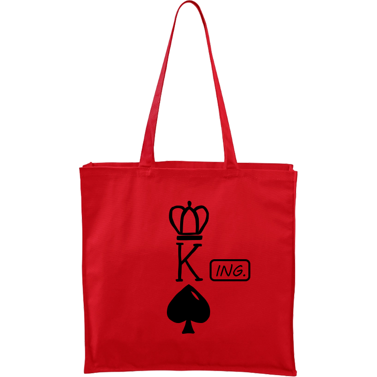 Ručně malovaná plátěná taška Carry - King - Ing. Barva tašky: ČERVENÁ, Barva motivu: ČERNÁ