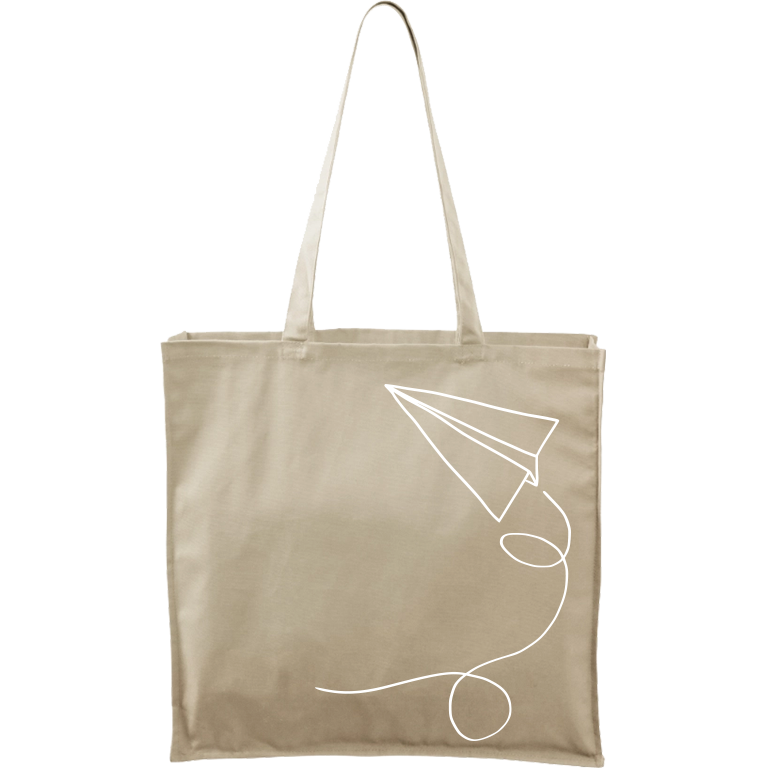 Ručně malovaná plátěná taška Carry - Šipka Barva tašky: PŘÍRODNÍ, Barva motivu: BÍLÁ