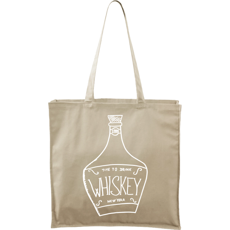 Ručně malovaná plátěná taška Carry - Whiskey Barva tašky: PŘÍRODNÍ, Barva motivu: BÍLÁ